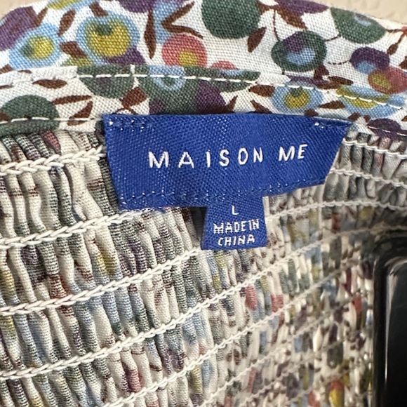 Smocked Floral Peter Pan Collar Women’s Dress - Blue Multi - Picture 2 of 6